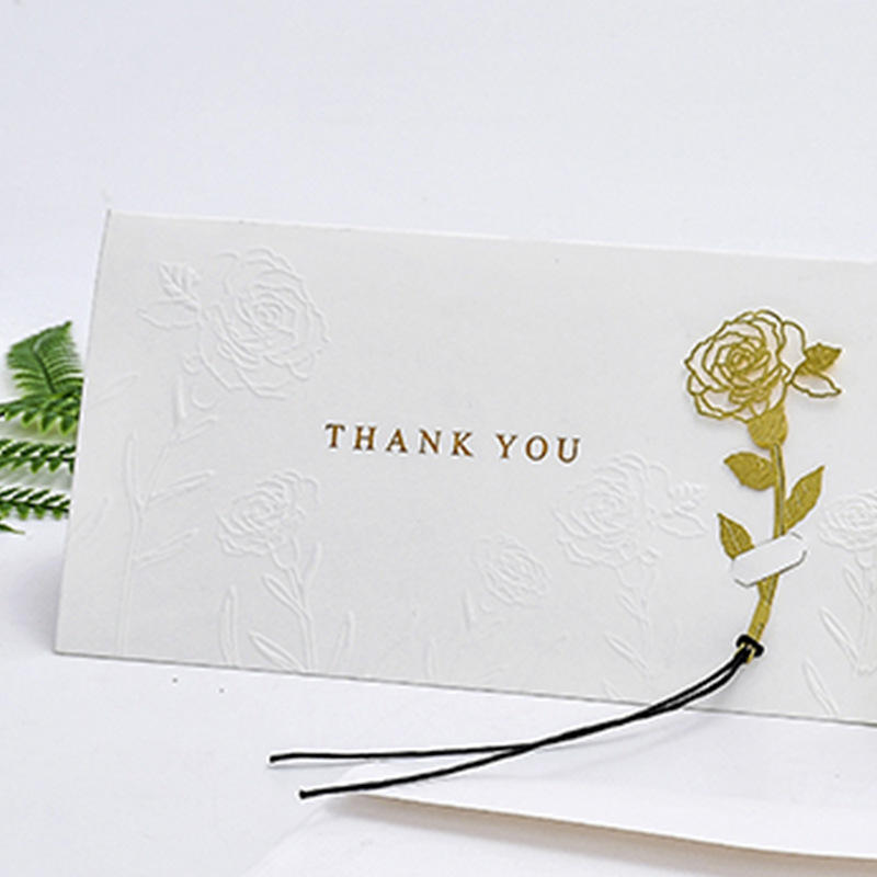 Eco Friendly Embossing Unique Thank You Card with Rose Bookmark for Greeting