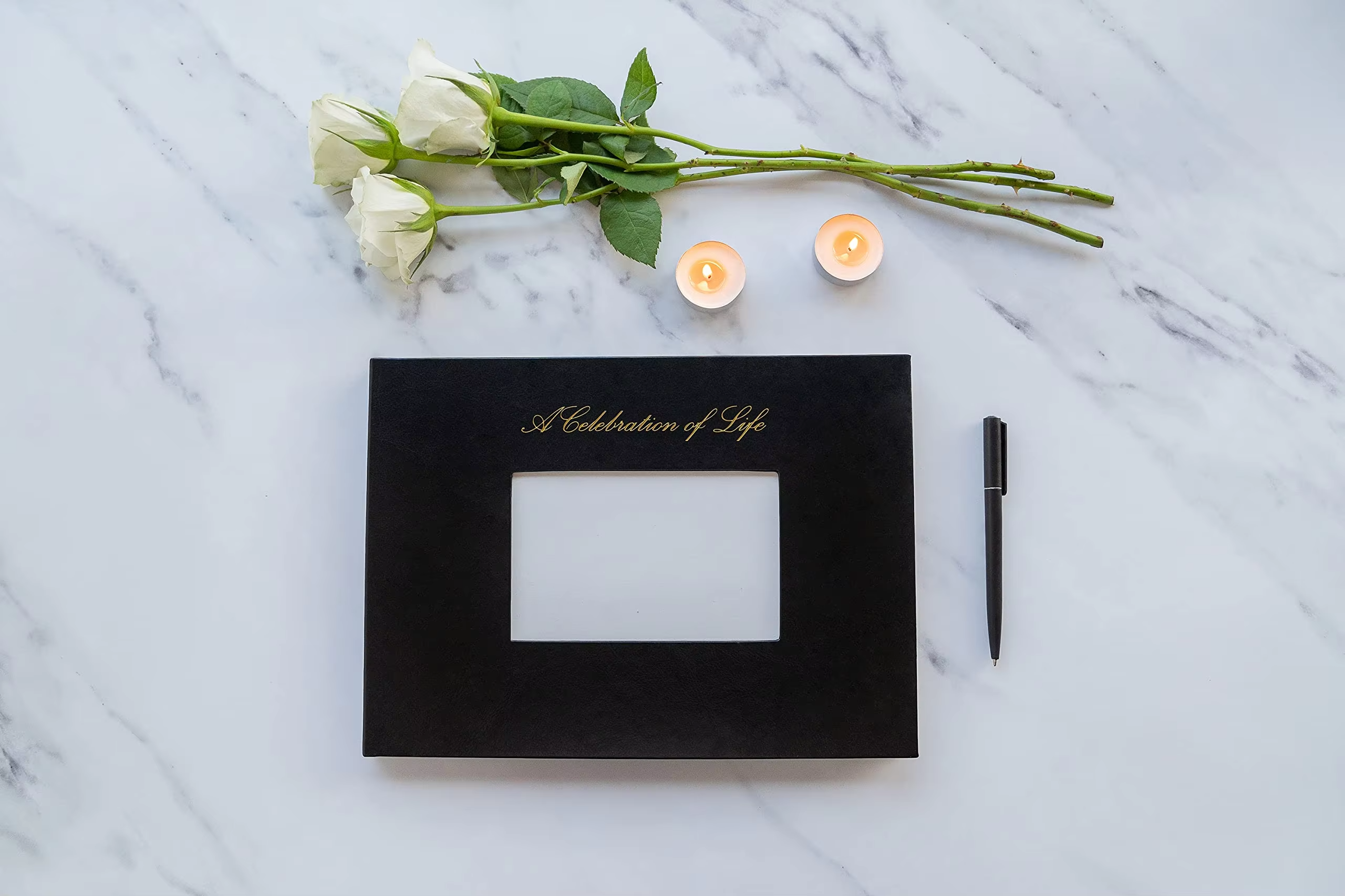 Funeral Guest Memorial Service Celebration of Life Leather Hardcover Funeral Guest Book