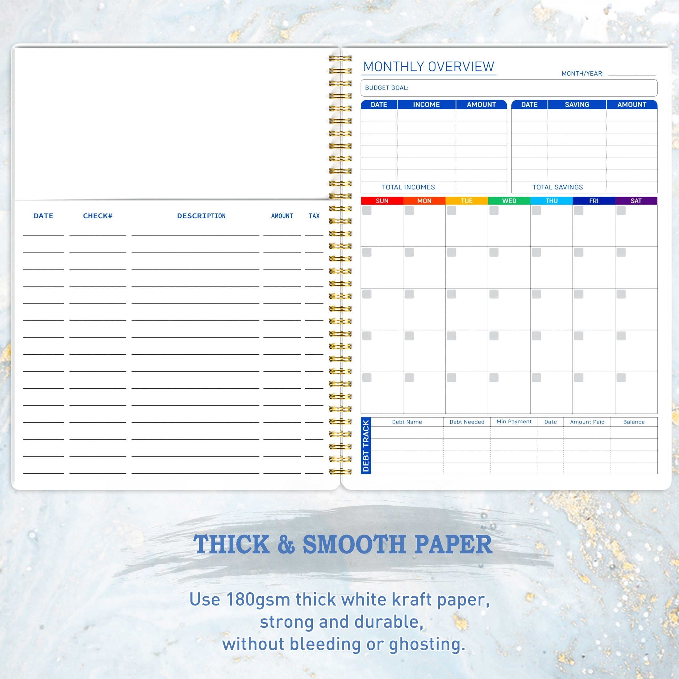 Undated Budget Planner Monthly Finance Organizer with Expense Tracker Spiral Bound Monthly Account Planners Finance Planner