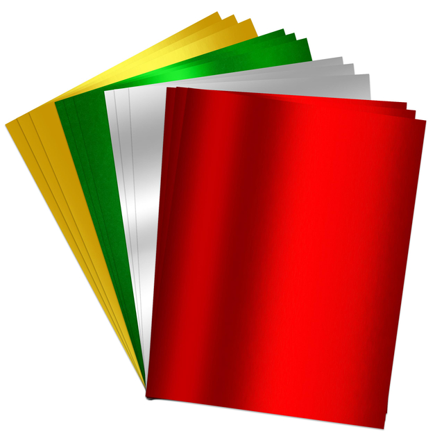 Gift Boutique Metallic Christmas Paper Card Stock Sheets Gold Silver Red Green Foil Boards for Flowers Scrapbook Crafts