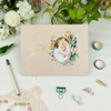 Elegant Gold Foil And Window Pocket Linen Cover Wedding Guest Book with Gold Crystal Diamond Pen And Table Sign for Party