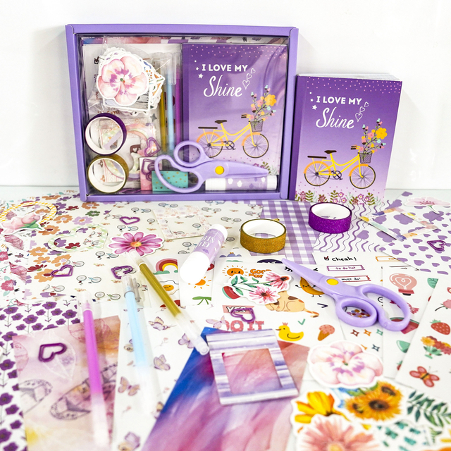 Purple Scrapbook & Diary Kits Journal Kit for Girls Creative Writing Scrapbook Kit with Multiple Accessories