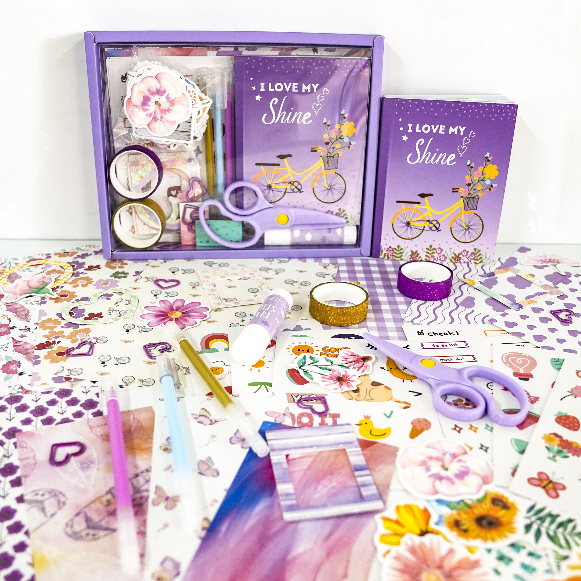 Purple Scrapbook & Diary Kits Journal Kit for Girls Creative Writing Scrapbook Kit with Multiple Accessories