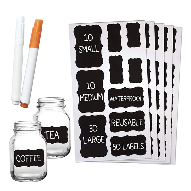 Custom Chalkboard Label Removable Waterproof Blackboard Sticker Labels for Jars Glass Bottle