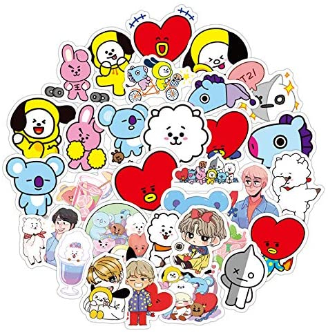 BTS Waterproof Vinyl Decals for Laptop Computer Water Bottle Skateboard BT21 Stickers