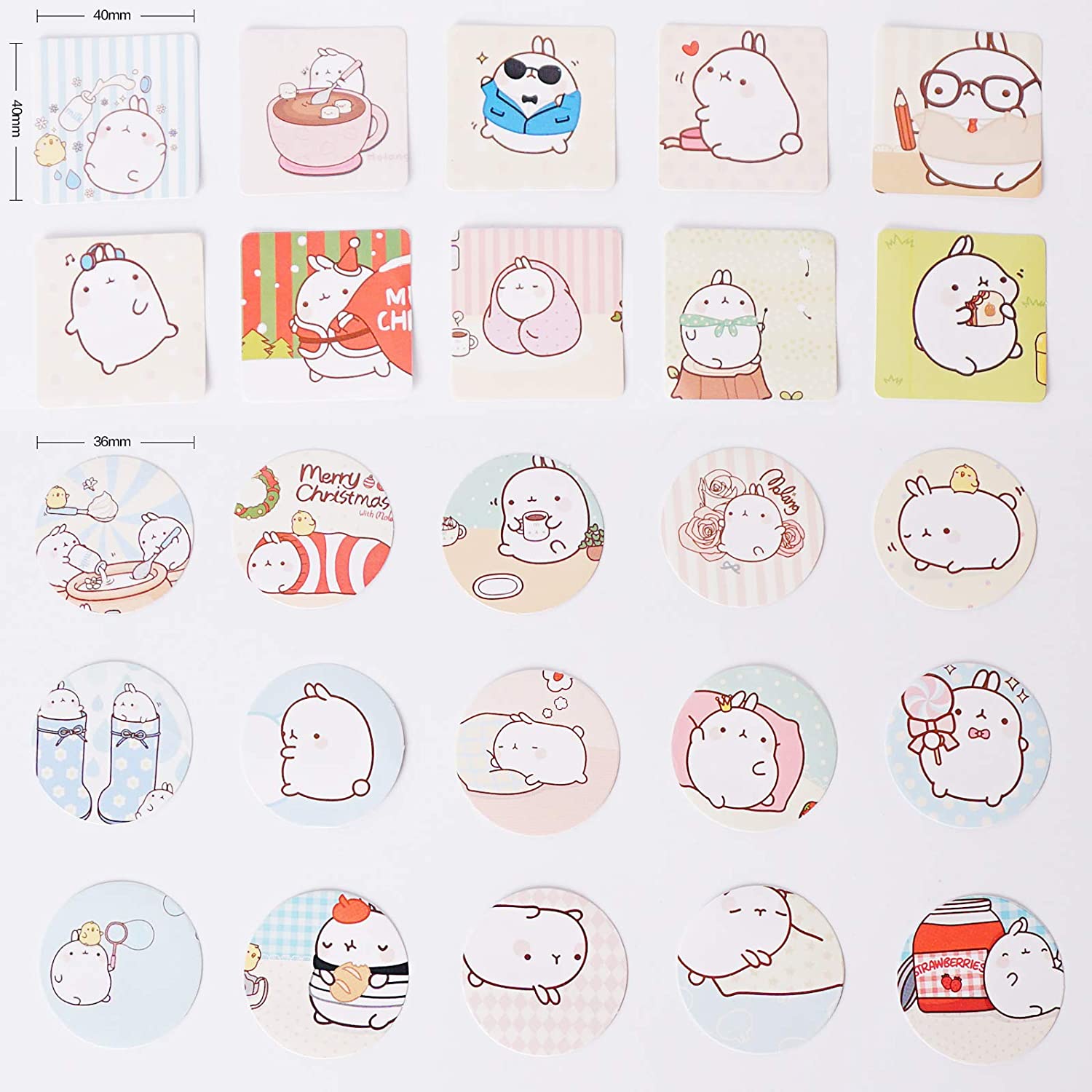 Cute Molang Rabbit Animal Stickers Kawaii Stickers