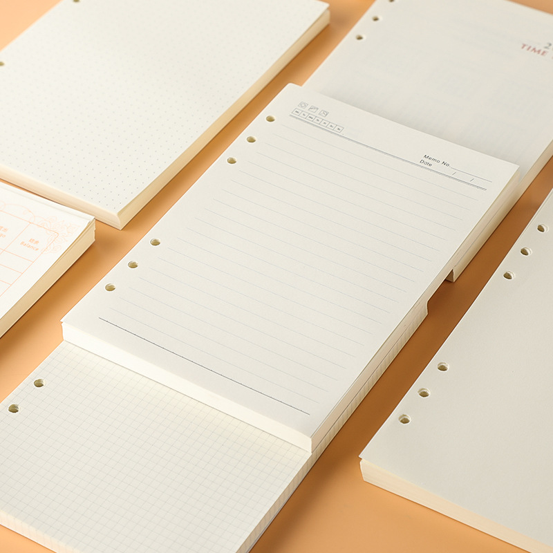 Customized Filler Paper for Notebook Dotted Lined Blank Inner Pages for Loose-leaf Binder A4 A5 A6 6 Holes 9 Holes