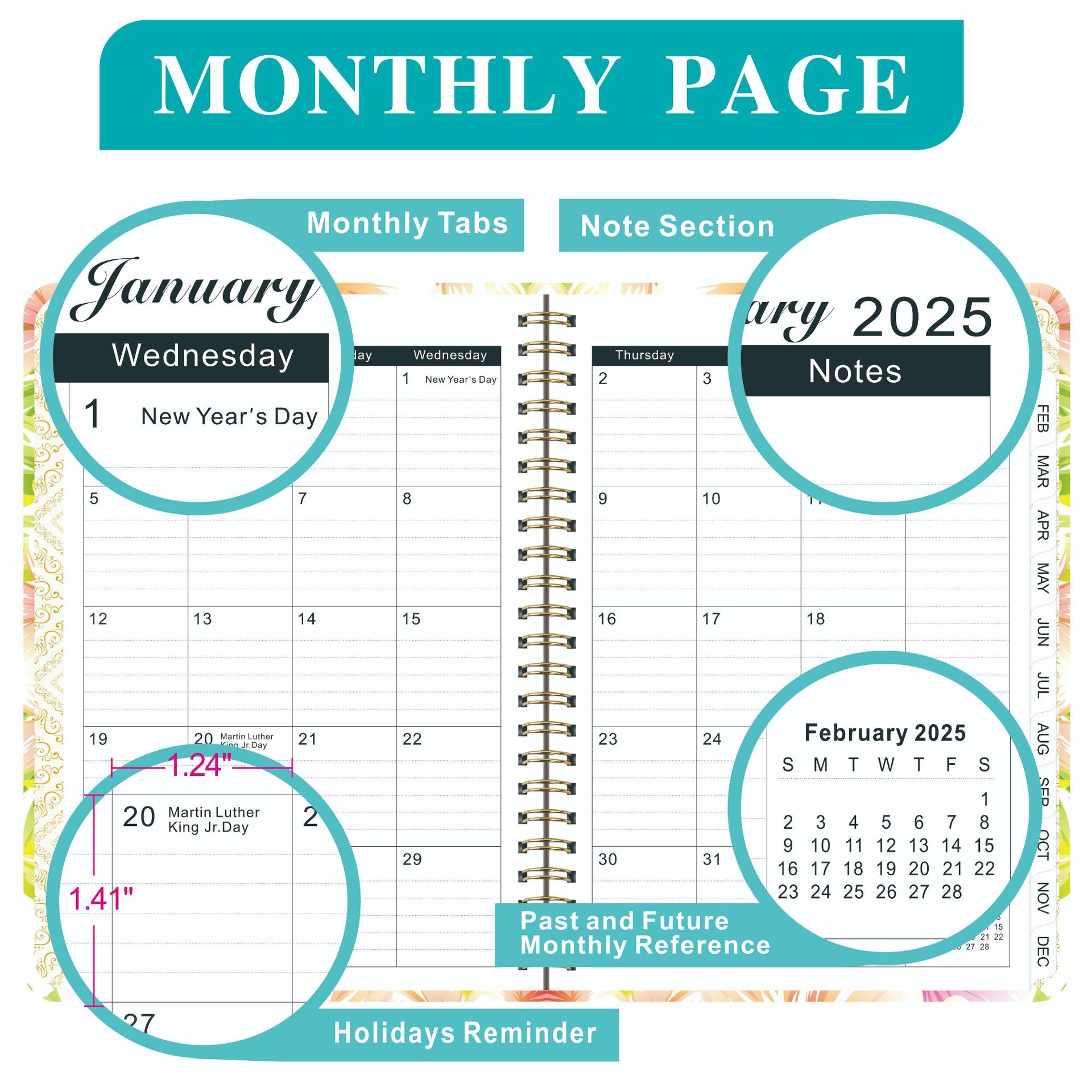 2025 A4 Time And Date Executive Planners with Belt, Customizable Daily Spiral Planner for Student