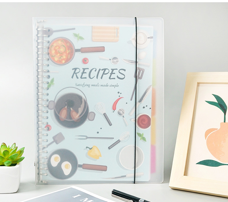 120GMS Recipe Book Binder To Write in Your Own Recipes for Baking with PP Cover & Back Storage Pocket & Tab