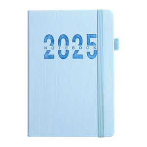 2025 Custom Logo New Year Personalised Unique Textured PU Cover Planner Diary And Calender with Elastic Strap & Ribbon Bookmark