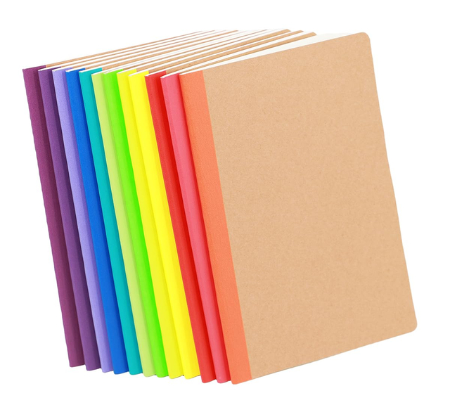 Colored Edges School Notbook for Students, Sturdy Durable Kraft Cover Exercise Book Notebooks for Primary