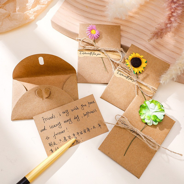 Handmade Diy Dried Flower Greeting Card Creative Flowers Literary Birthday Greeting Card Preserved Flower Cards
