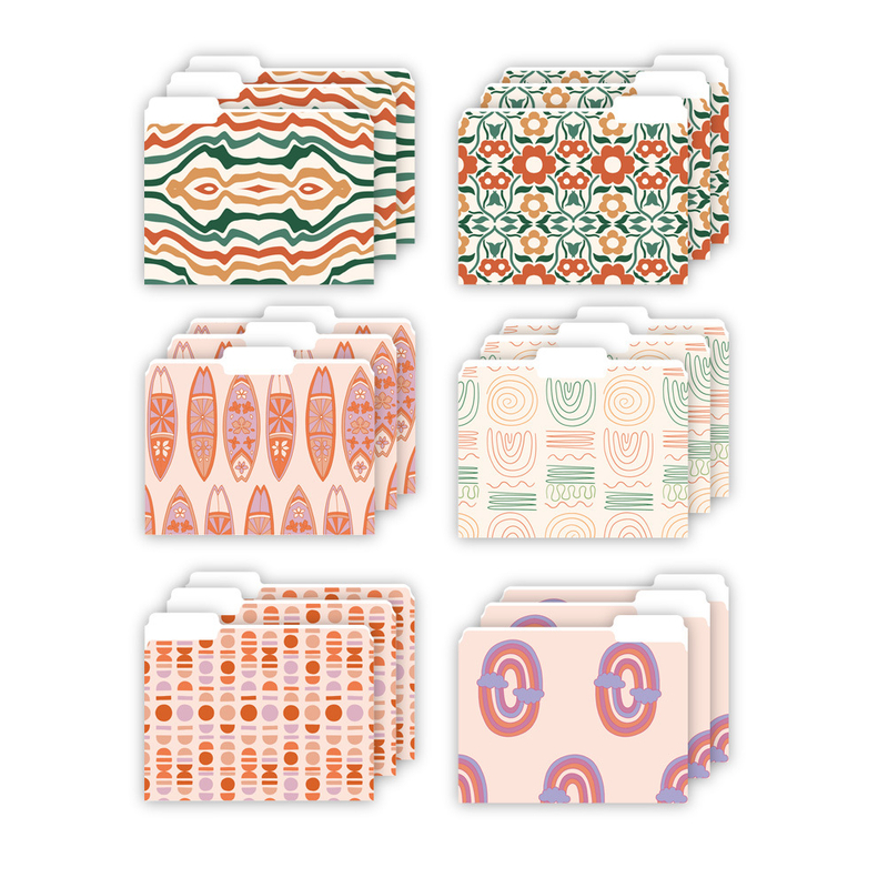 8.8 x 11.5 Inch 1/3 Tab Colored File Folders Letter Size Manilla Folders Floral Decorative Colored File Folders for Documents