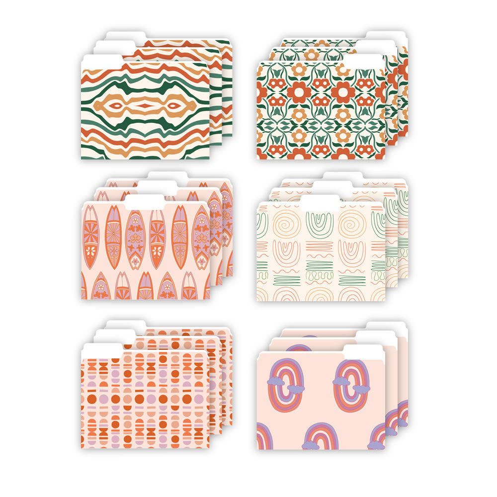 8.8 x 11.5 Inch 1/3 Tab Colored File Folders Letter Size Manilla Folders Floral Decorative Colored File Folders for Documents