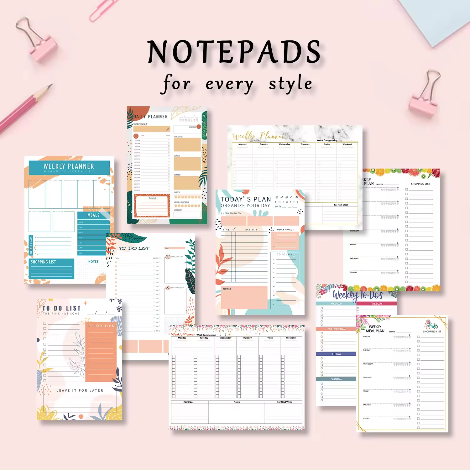 To Do List Note Pads Custom Daily Planner Tear Off Pad Schedule NotePad