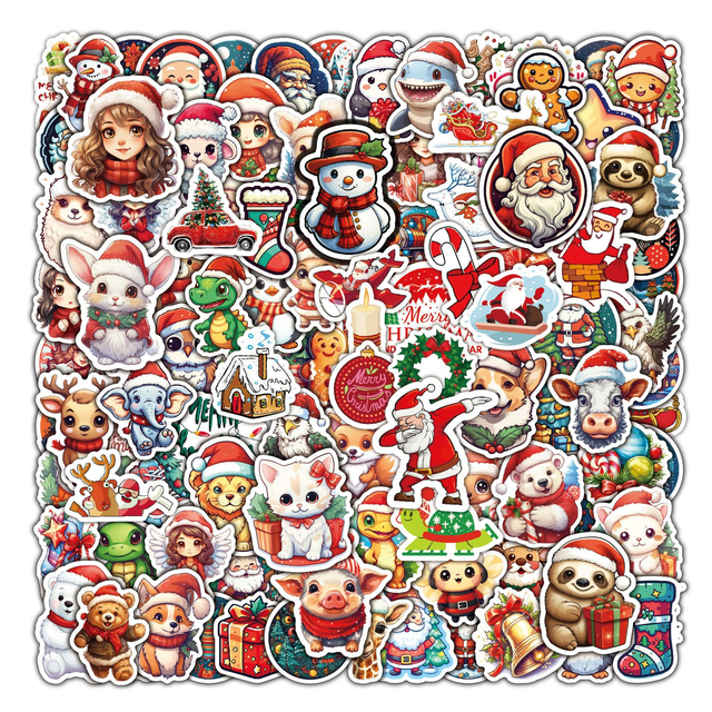 Vinyl Die Cut Cartoon Christmas Stickers Decorations for Laptop