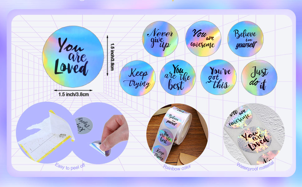 1.5 Inch Waterproof Laser Inspirational Motivational Quote Stickers Encouraging Stickers