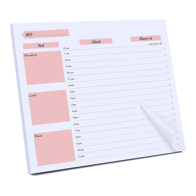 Daily Planner with Hourly Schedule Grocery Lists Weekly Meal Planner Notepad