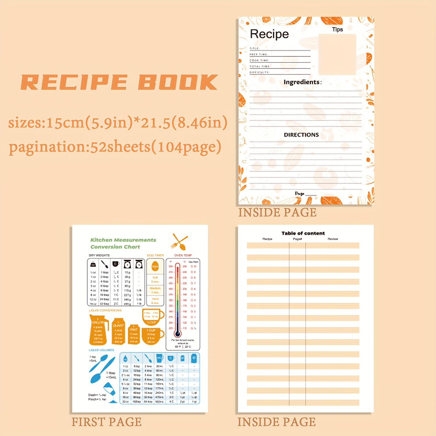 Spiral Healthy Eating Planner Daily Meal Tracker & Calorie Management Notebook Custom Wellness Journal Meal Planner