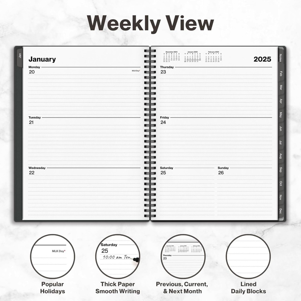 8.5x11Jan 2025 Planner Weekly Monthly Jan 2025 to Dec 2025 Large Yearly Planner Book with Monthly Tabs, Daily Calendar Agenda