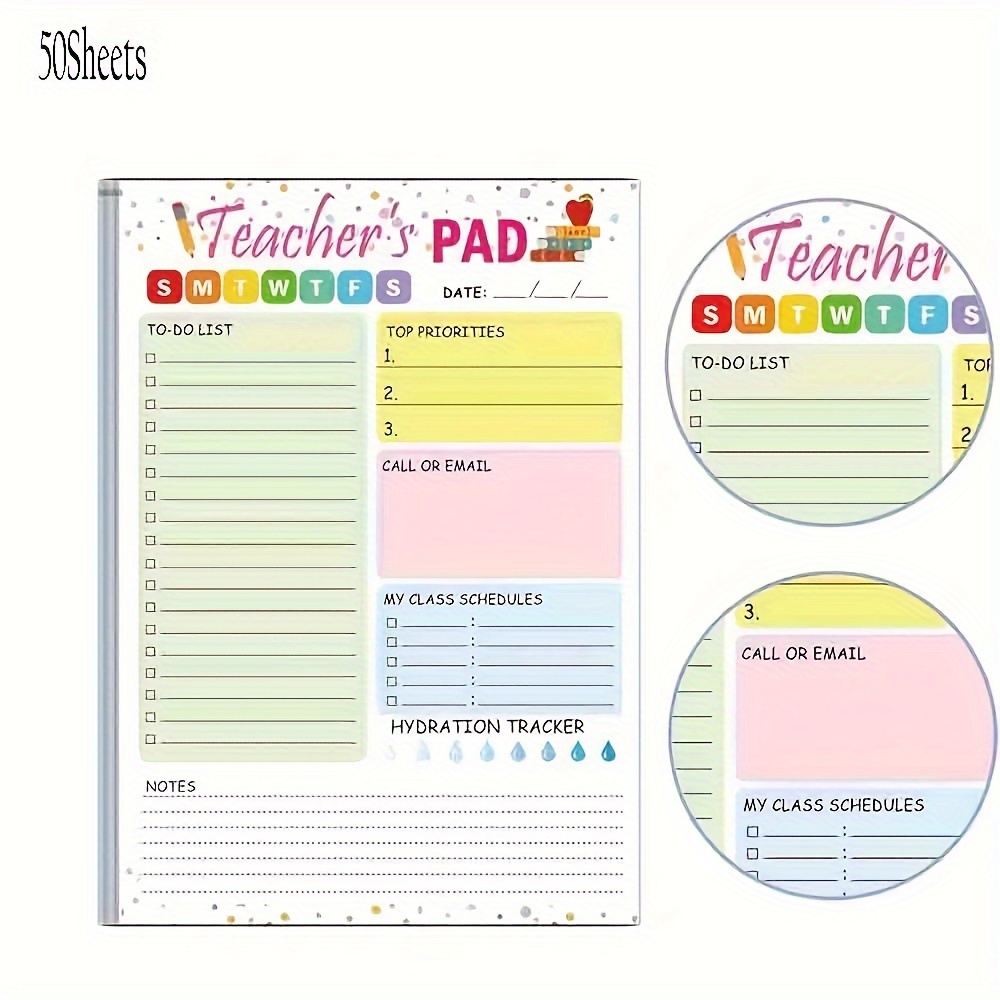 Teacher's Daily Planner Pad - Ultimate Weekly Organizer with Top Priorities To-Do List Notes Section