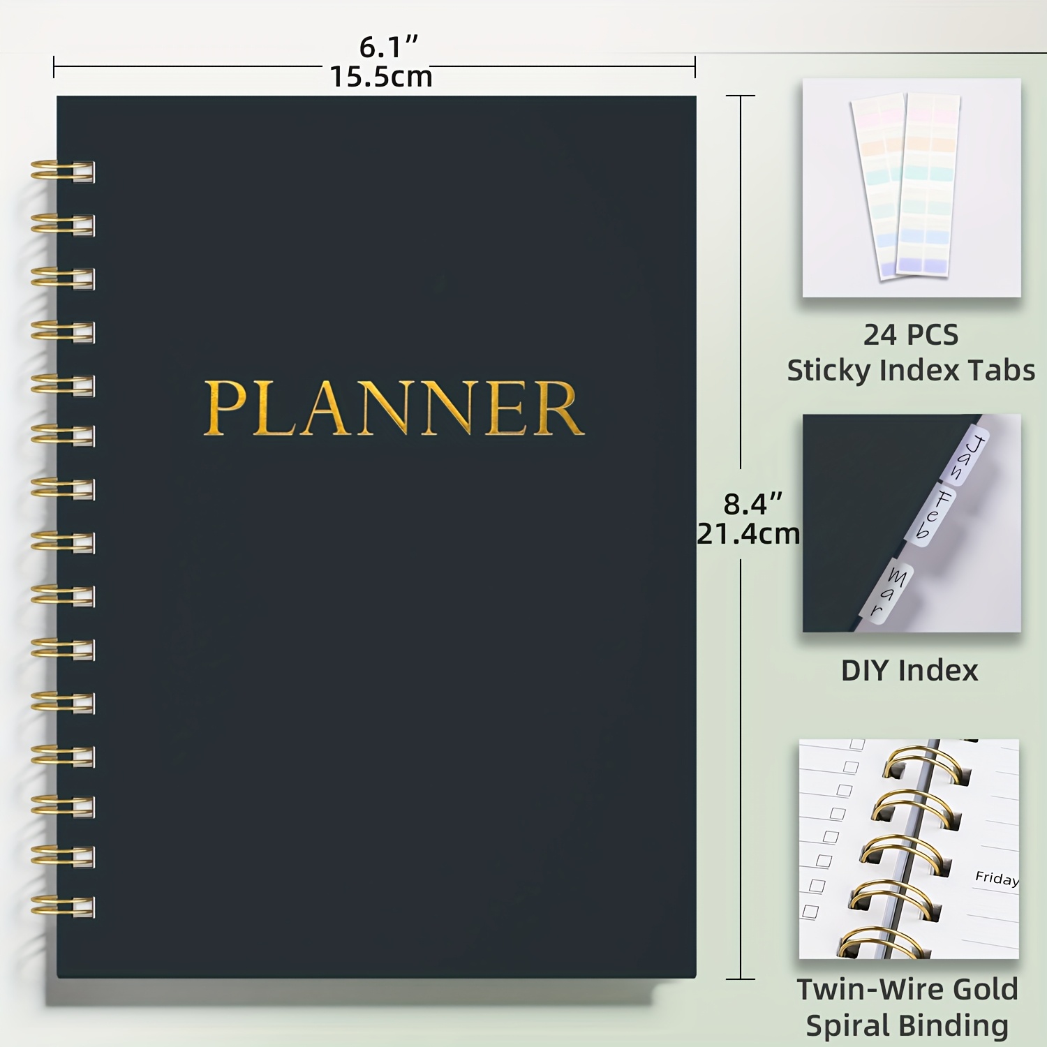 Spiral-Bound Undated Weekly & Monthly Planner 53 Week Agenda Journal Productivity Enhancing Stationery for Office Use
