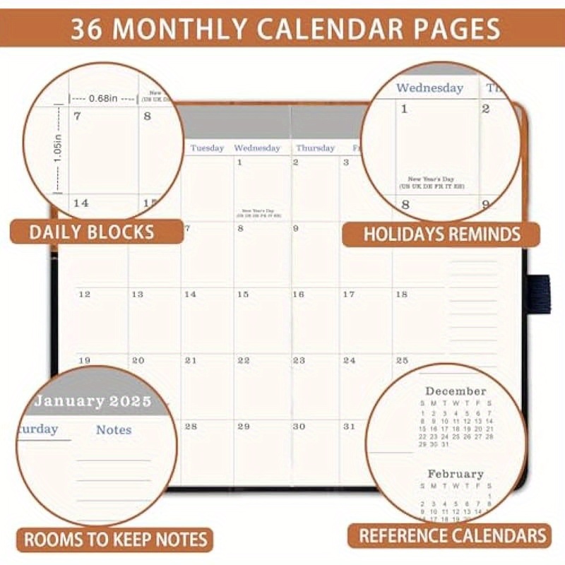 2025-2027 3 Year Monthly Pocket Calendar 6.4x3.8 2025-2027 Pocket Planner for Purse Inner Pocket Included