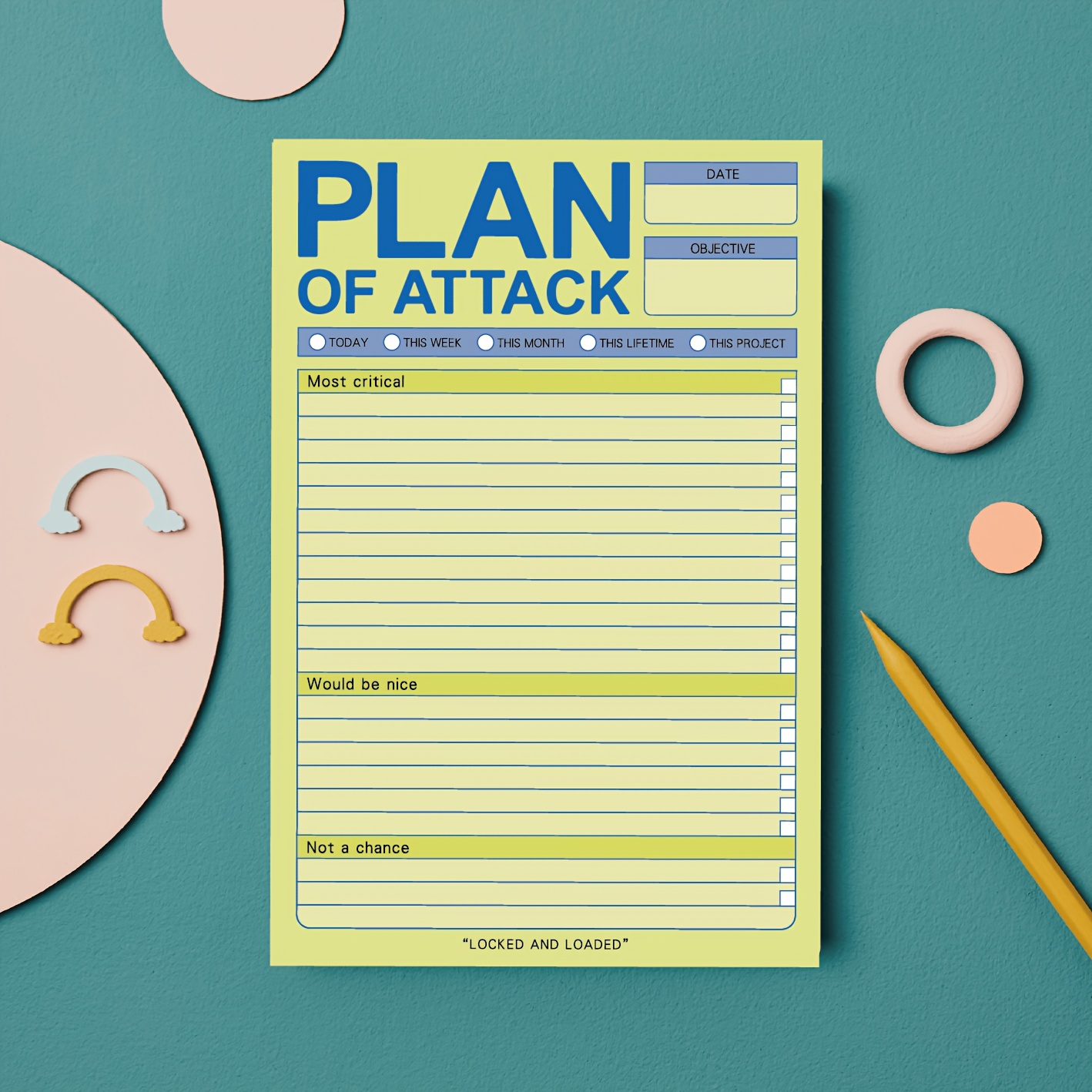 Plan of Attack Daily Planner Notepad - English Language Adult To-Do List for Maximum Productivity, Goal-Oriented Task Management
