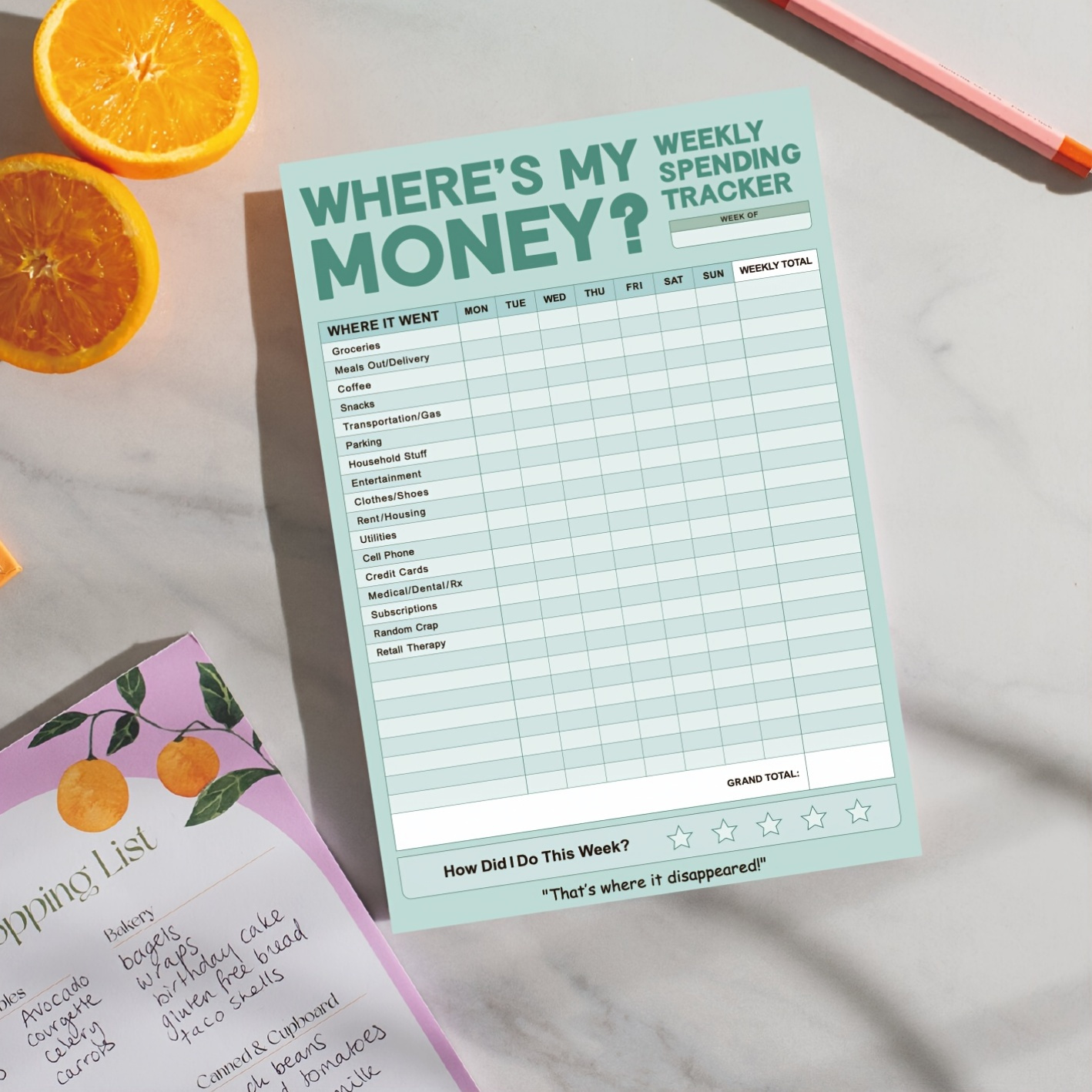 Weekly Money Tracker Notepad - 6x9 Inch Budgeting & Spending Journal with Soft Cover Binding, Monthly Savings Helper Pad