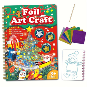Foil Art Christmas DIY Toy No Mess Creative Travel Supply Set Idea Birthday Christmas Valentine Gift for Girl Boy Children