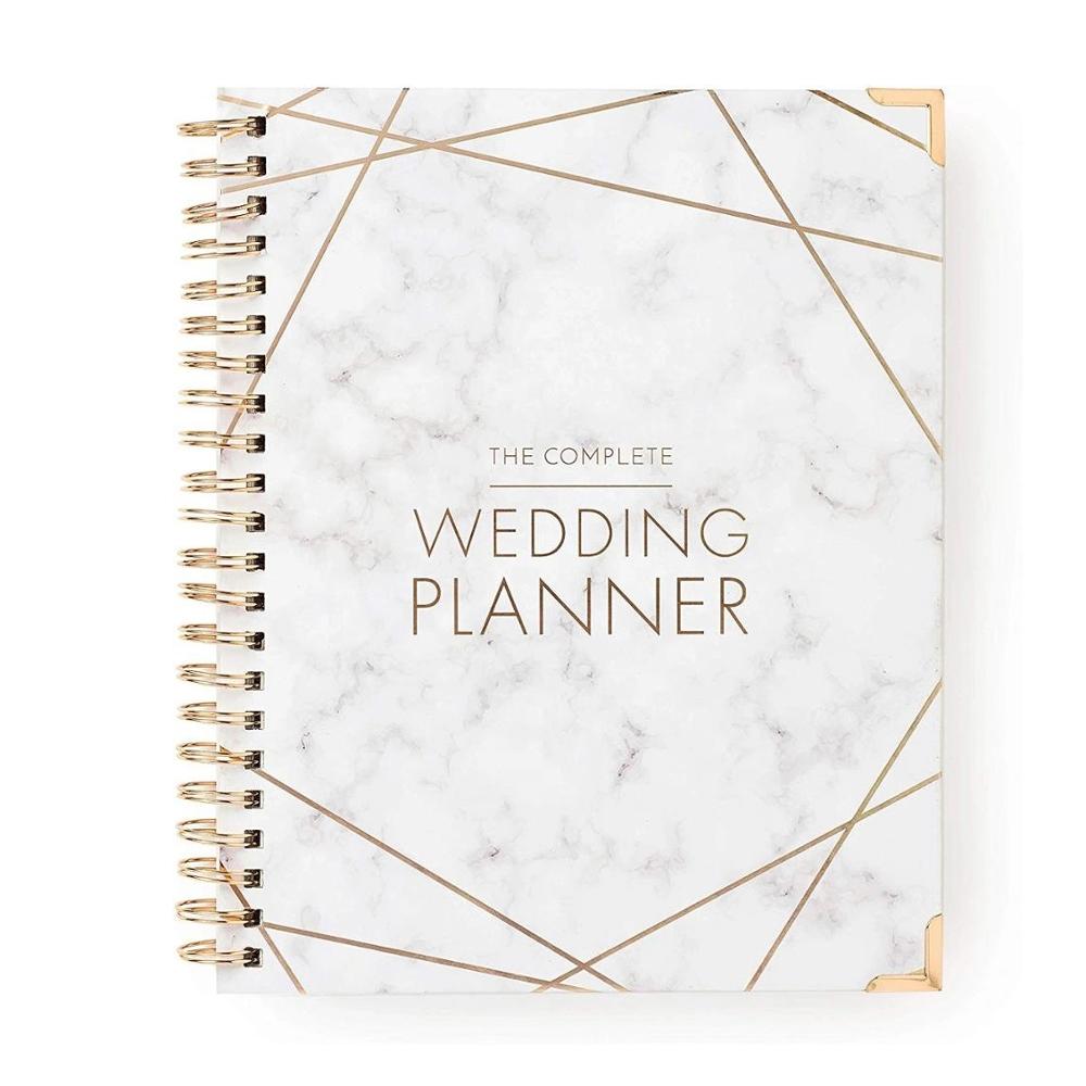Wholesale Hardback Elegant Gold Spiral Bound A4 A5 Planner Notebook Custom Spiral Wedding Planner Book Dairy 