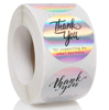 Custom Thank You Logo Stickers 500pcs Adhesive Label Sticker Paper Rainbow Silver Roll for Business Package Box Gift Present