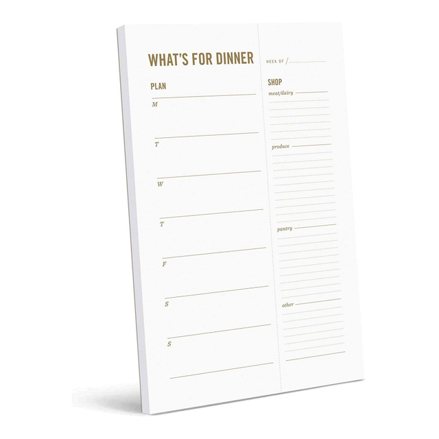 Meal Planner and Grocery Shopping To Do List A5 Gold Foiled Notepad Tear Off 