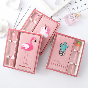 Custom Cartoon Flamingo Sub-set Personality Creative Soft Notebook with Pen Set