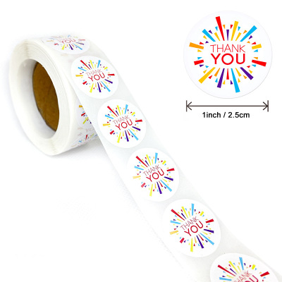 Custom Adhesive Thank You Sticker with Logo Printing 1 inch Label for Cake Chocolate Box Present Gifts Packaging Small Business