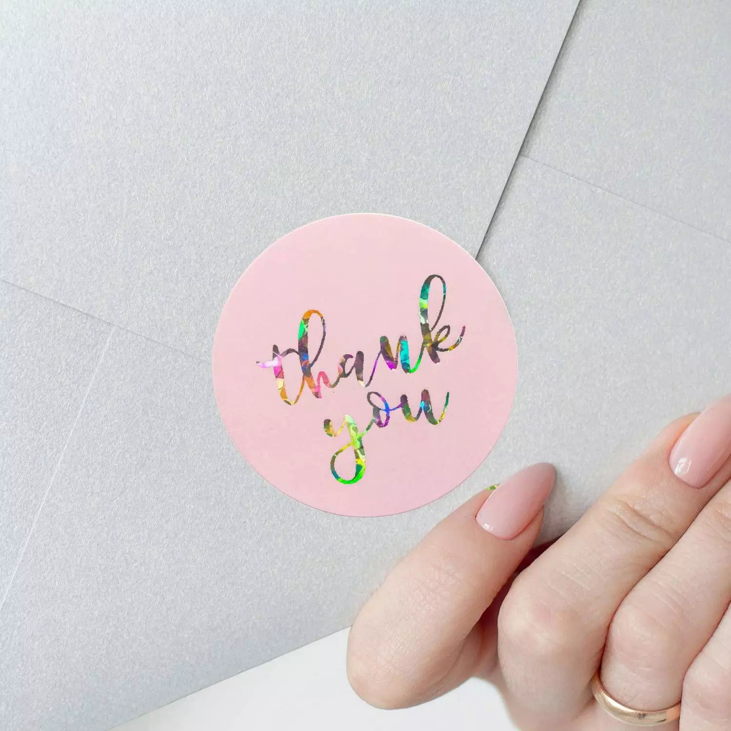 Custom Printed Adhesive Stationery Sticker Laser Thank You Paper Labels for Packaging Water Bottles Gifts Sealing Envelopes 