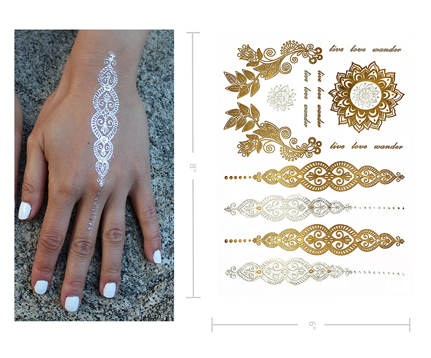 Non Toxic Skin Arm Custom Face Gold Sticker Temporary Tattoo