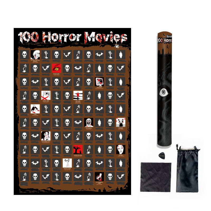 Top 100 Horror Movies Scratch Off Poster Must See Movie Challenge