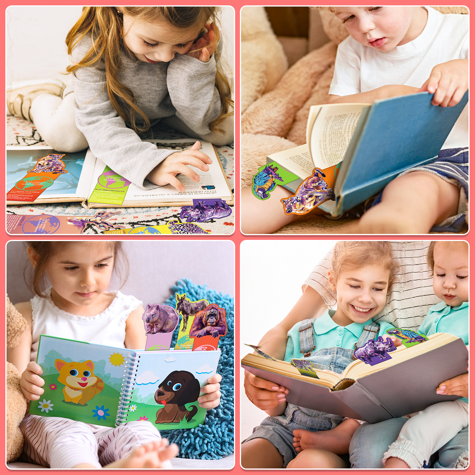 Custom Printing Vivid Cute Colorful Book Mark Inspirational Save Animal Bulk Bookmarks for Kids