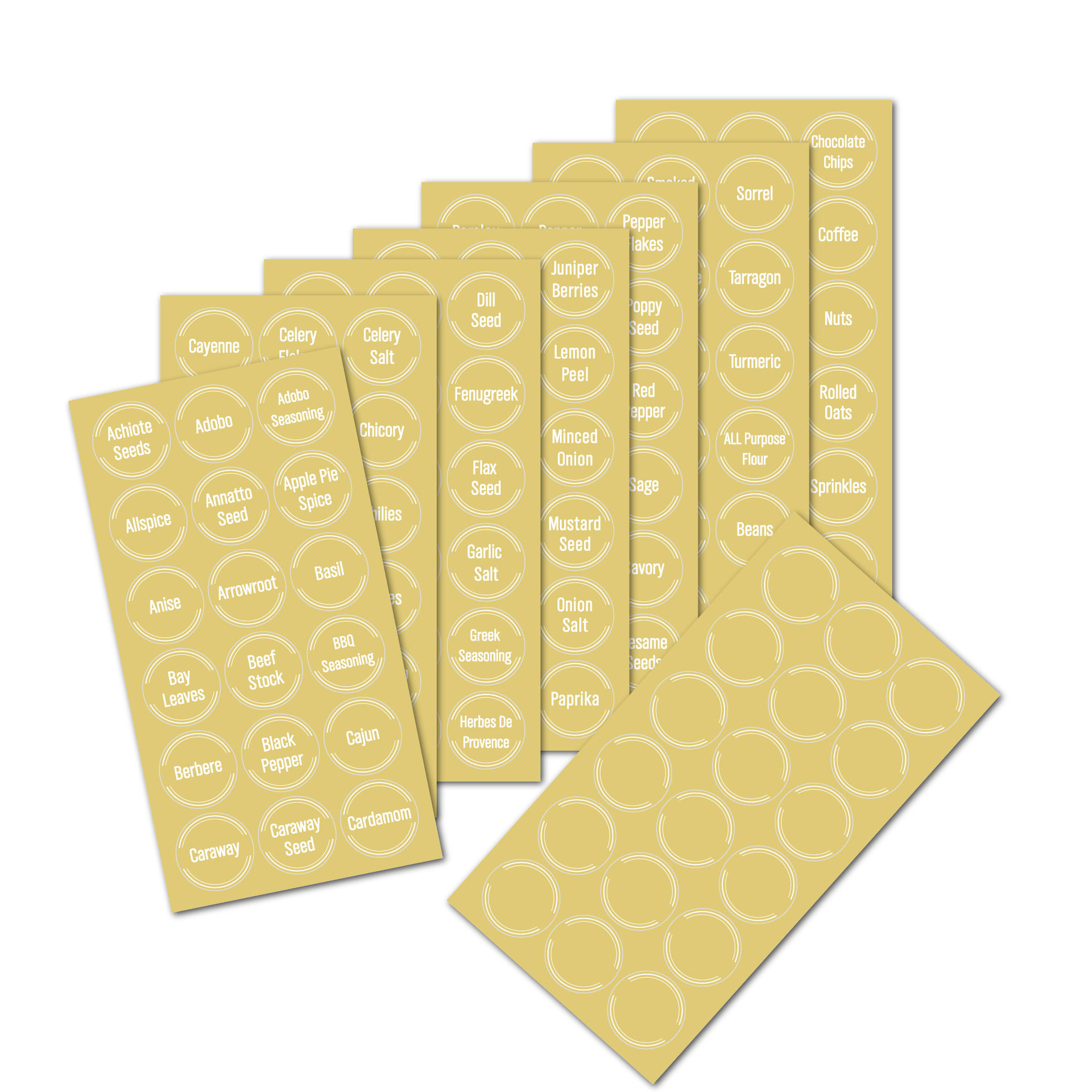 Water Resistant Minimalist Kitchen Transparent Clear Spice Jar Labels Preprinted Spice Label Stickers for Seasoning Herbs