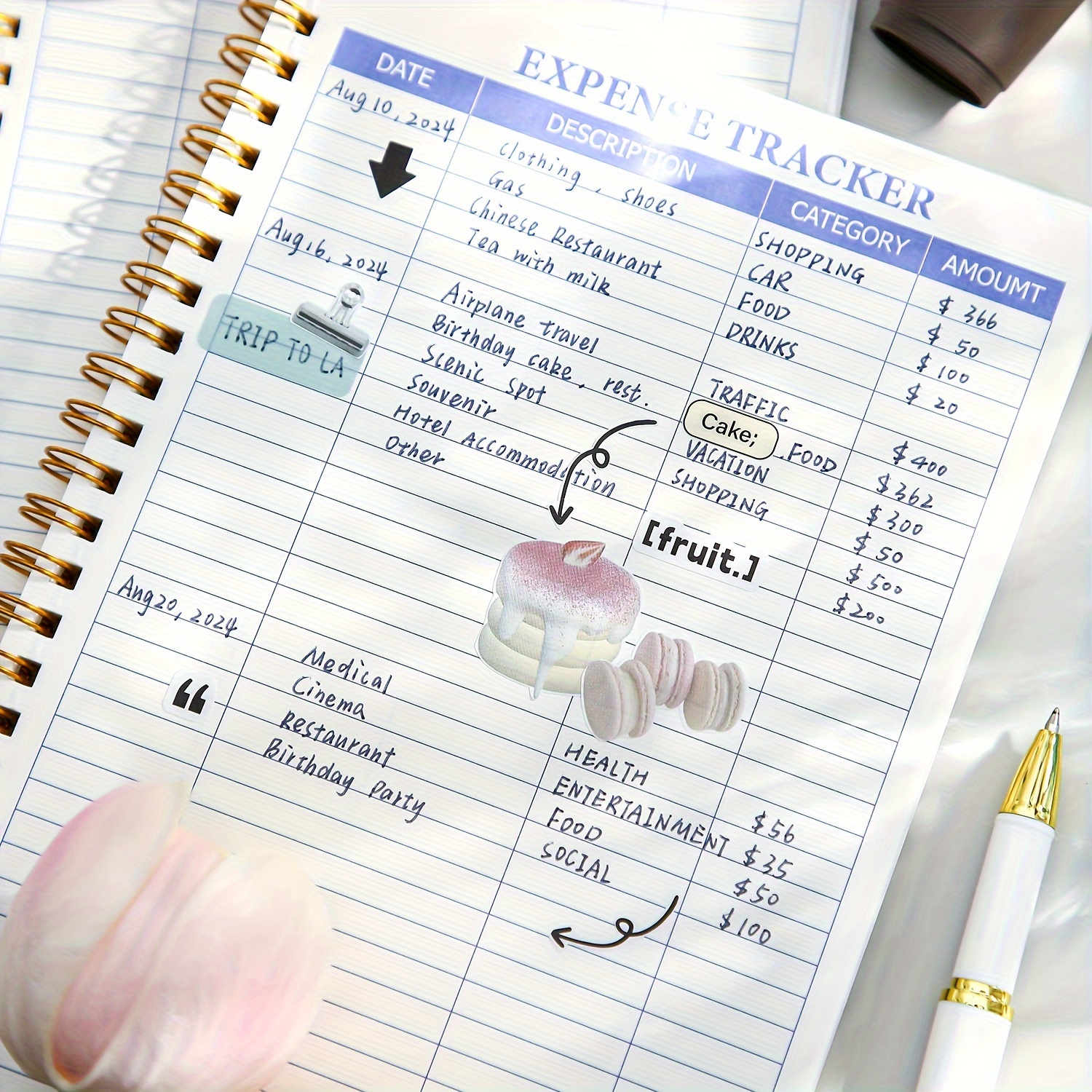52 Sheet Spiral Bound Expense Tracker Journal for Adults with Budgeting Templates Monthly Calendars And Goal Setting Pages