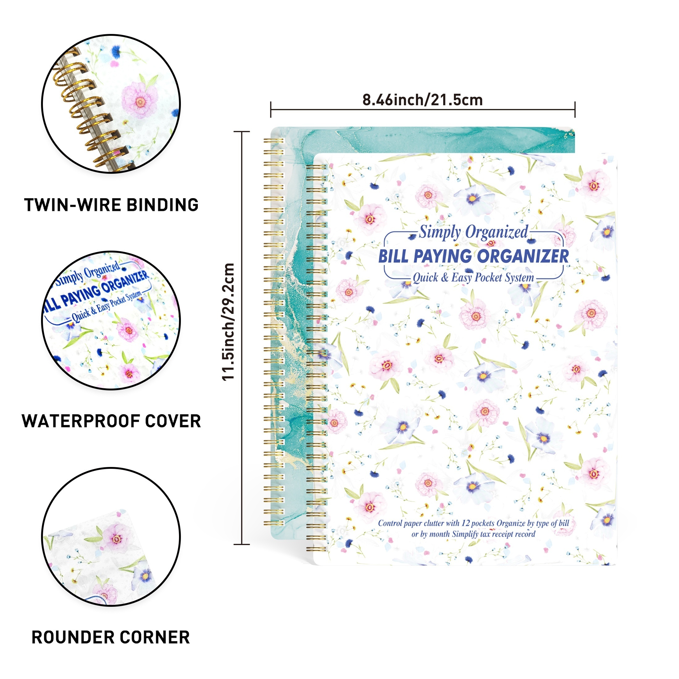 Undated Budget Planner Monthly Finance Organizer with Expense Tracker Spiral Bound Monthly Account Planners Finance Planner