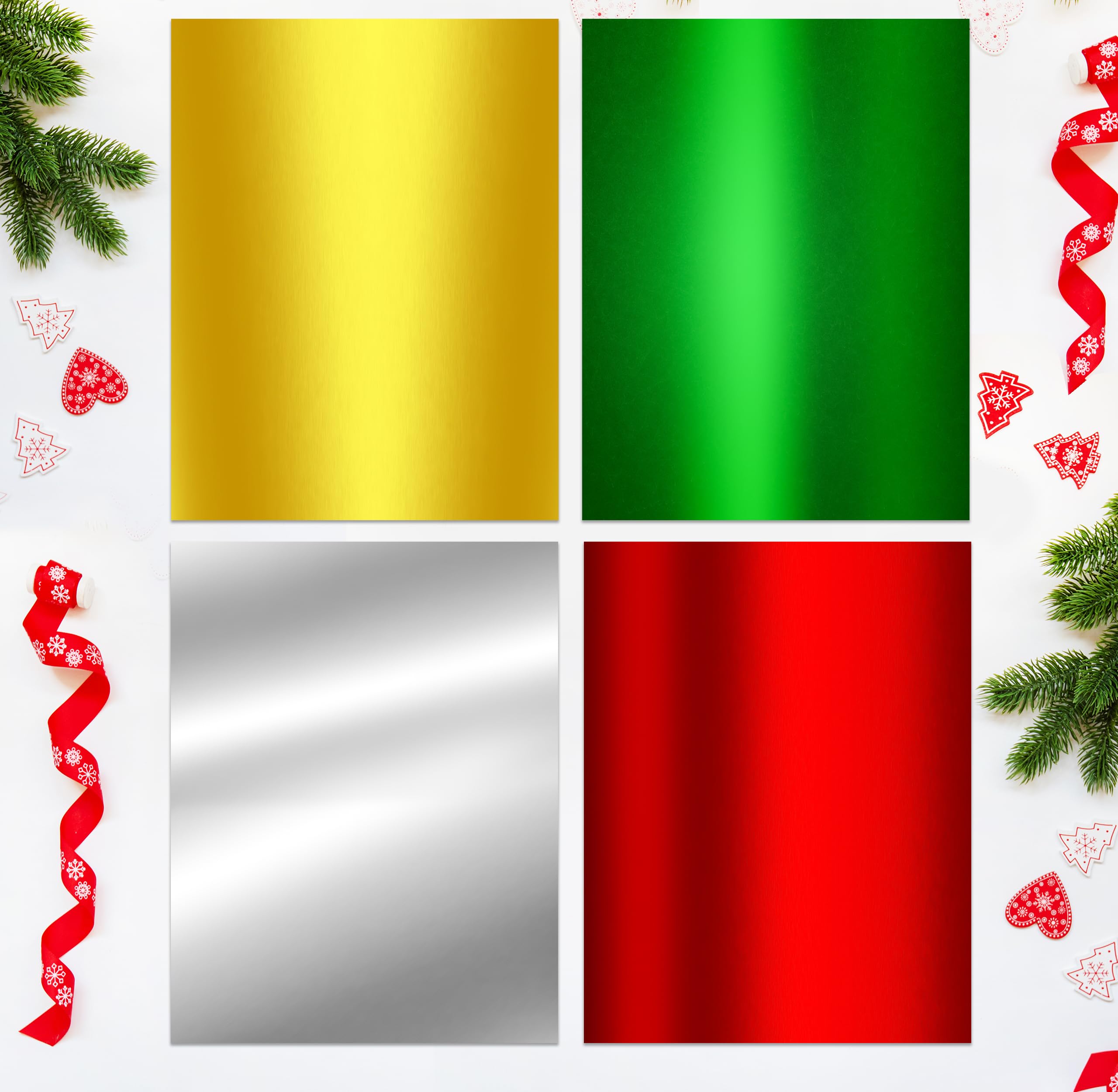 Gift Boutique Metallic Christmas Paper Card Stock Sheets Gold Silver Red Green Foil Boards for Flowers Scrapbook Crafts