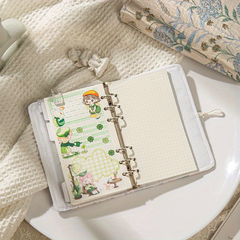 Vintage Flower Fabric Embroidery Floral Cover Loose-Leaf Notebook with Detachable Pages & Elegant Buttons