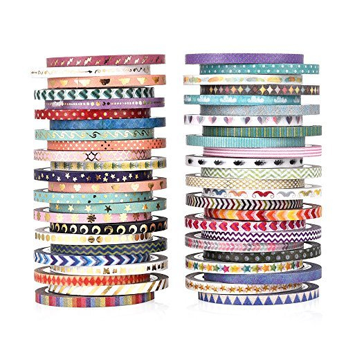 Washi Tape Set Foil Gold Skinny Decorative DIY Masking