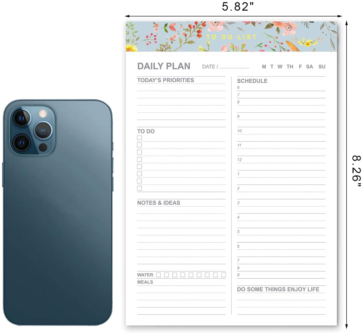 Daily Planner To Do List Notepad with 52 Undated Tear Off Planning Sheets