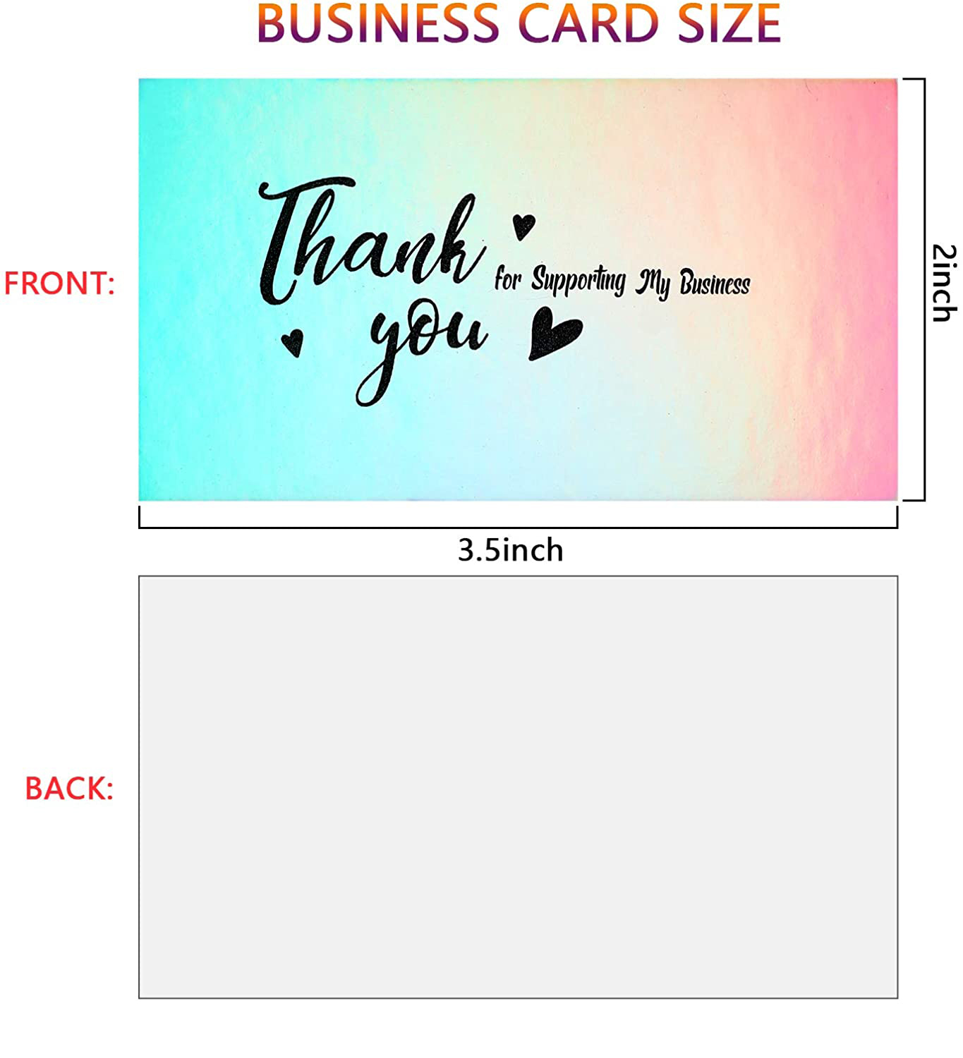 Holographic Silver Thank You Card for Supporting My Small Bussiness Card