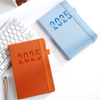 2025 Custom Logo New Year Personalised Unique Textured PU Cover Planner Diary And Calender with Elastic Strap & Ribbon Bookmark