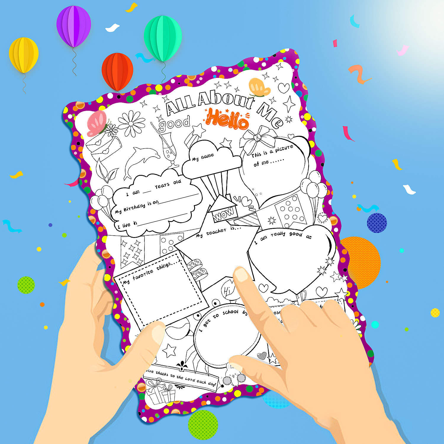 Kid DIY Coloring Big Write-and-Read Learning Posters Read All About Me Fill in Posters For Elementary Classroom School Supplies