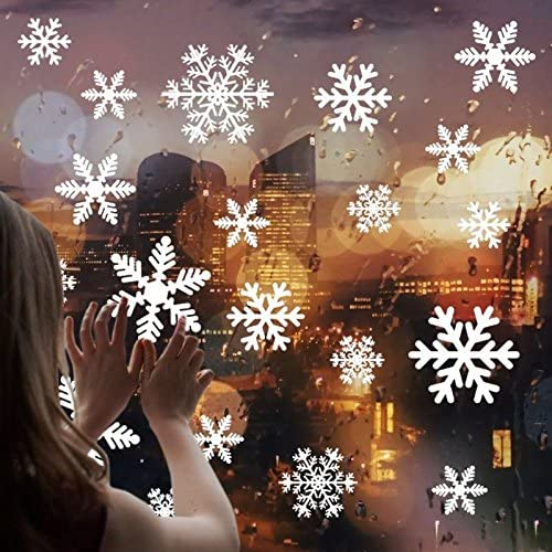 White Snowflakes Window Clings New Year Merry Christmas Decorative Stickers